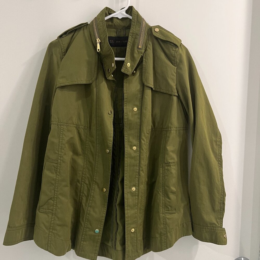 Zara Basic Army Green Military Utility Jacket